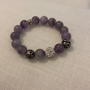 Lavender Purple Stretch Bead Bracelet